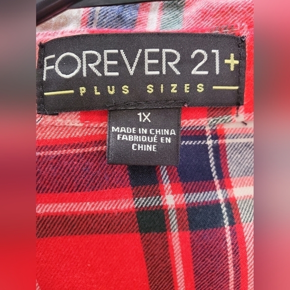 Red Plaid Flannel Shirt Sz 1x - Picture 3 of 4